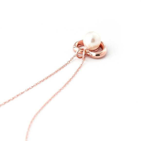 14K. SOLID GOLD HEART NECKLACE WITH NATURAL PEARL - Picture 2 of 10